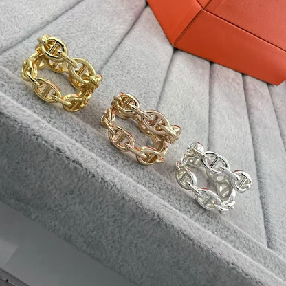 [Plus&Max]GLOSSY FINISH SQUARE COMBINATION DOUBLE-LAYER PIG NOSE RING