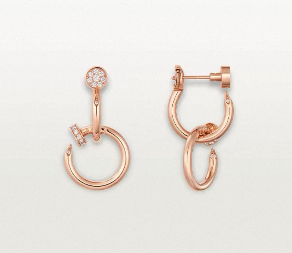 [Plus&Max]NAIL COLLECTION DIAMOND SET DOUBLE HOOP EARRINGS