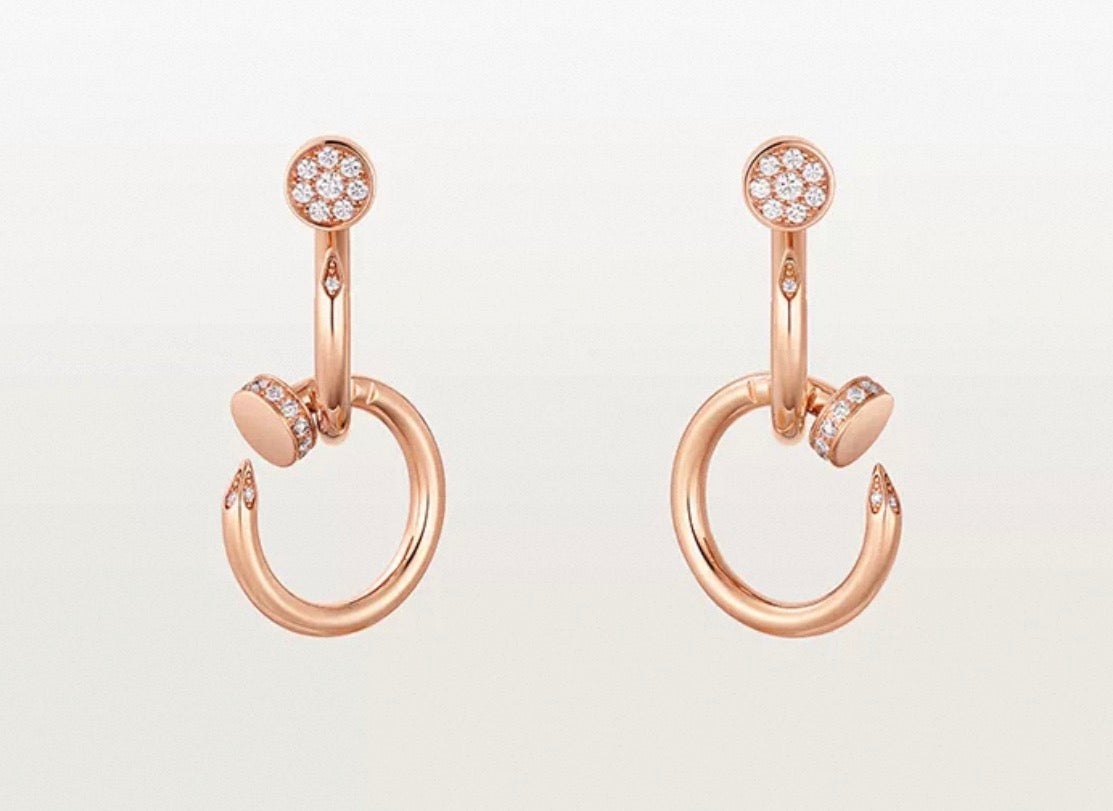 [Plus&Max]NAIL COLLECTION DIAMOND SET DOUBLE HOOP EARRINGS