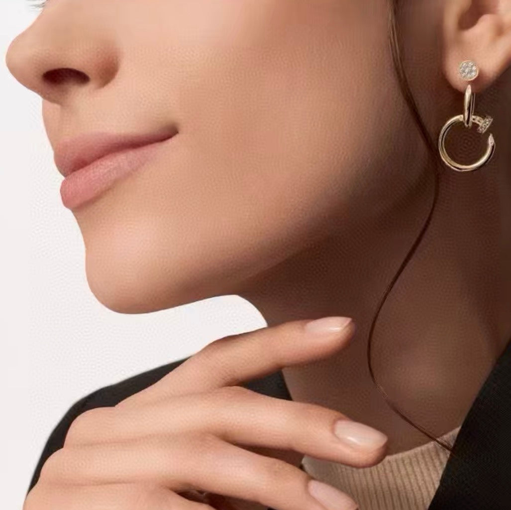[Plus&Max]NAIL COLLECTION DIAMOND SET DOUBLE HOOP EARRINGS