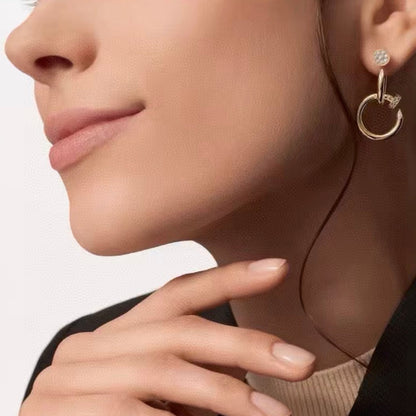 [Plus&Max]NAIL COLLECTION DIAMOND SET DOUBLE HOOP EARRINGS