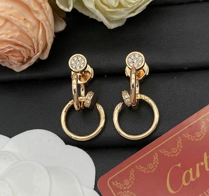 [Plus&Max]NAIL COLLECTION DIAMOND SET DOUBLE HOOP EARRINGS