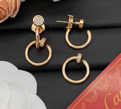[Plus&Max]NAIL COLLECTION DIAMOND SET DOUBLE HOOP EARRINGS