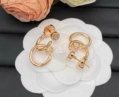 [Plus&Max]NAIL COLLECTION DIAMOND SET DOUBLE HOOP EARRINGS