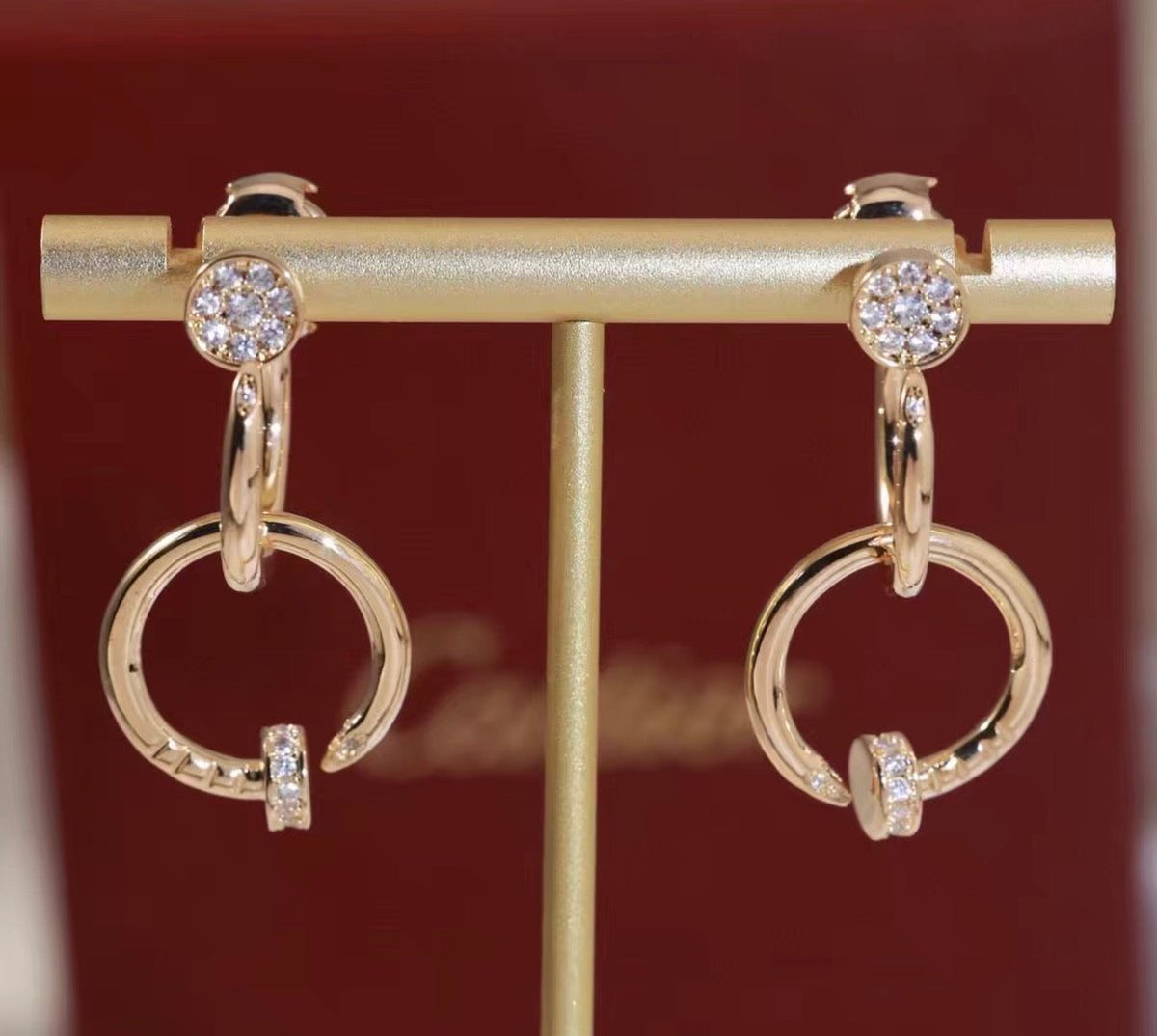 [Plus&Max]NAIL COLLECTION DIAMOND SET DOUBLE HOOP EARRINGS