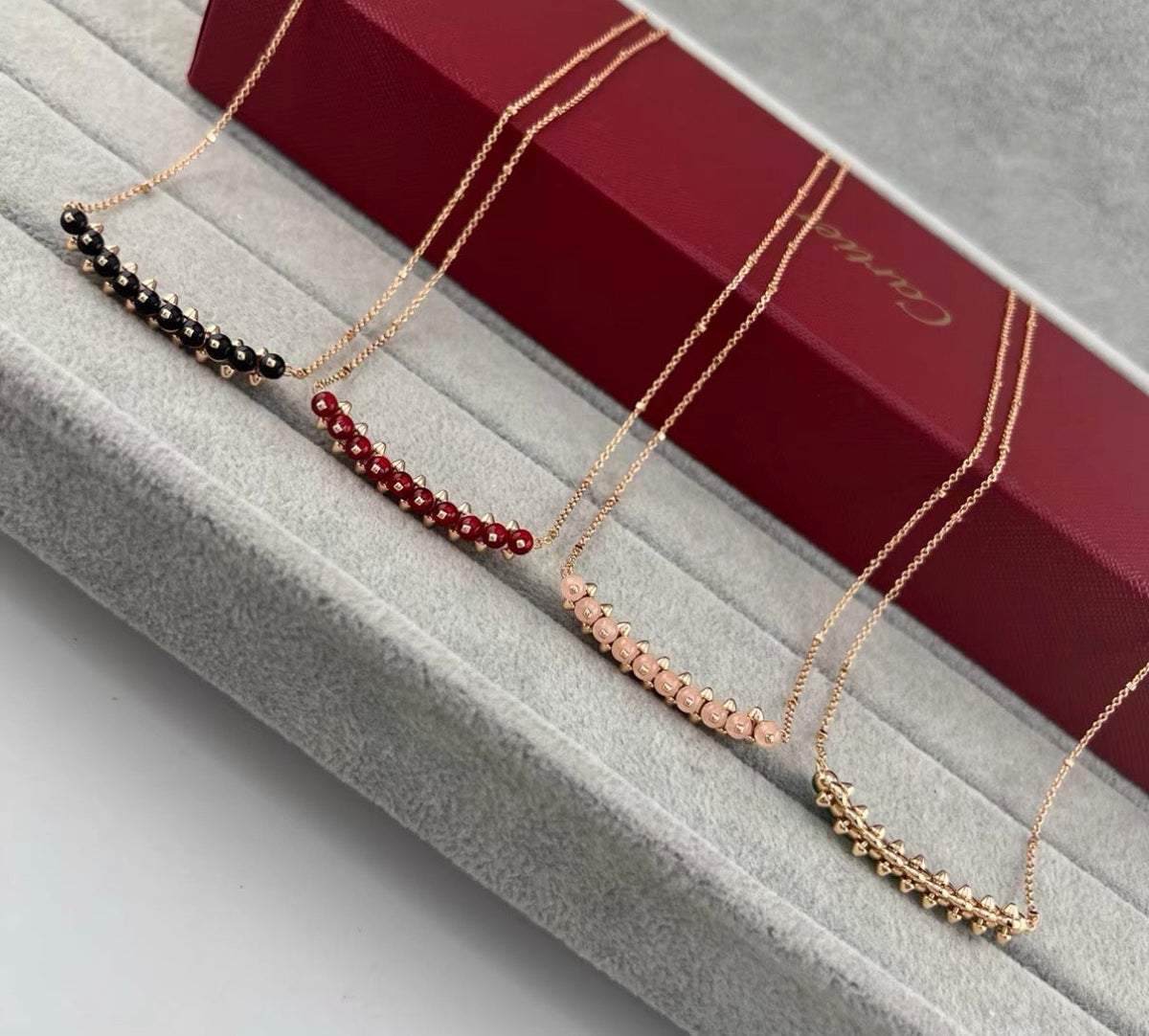 [：Plus&Max]CLASH COLLECTION AGATE CHALCEDONY STUD NECKLACE