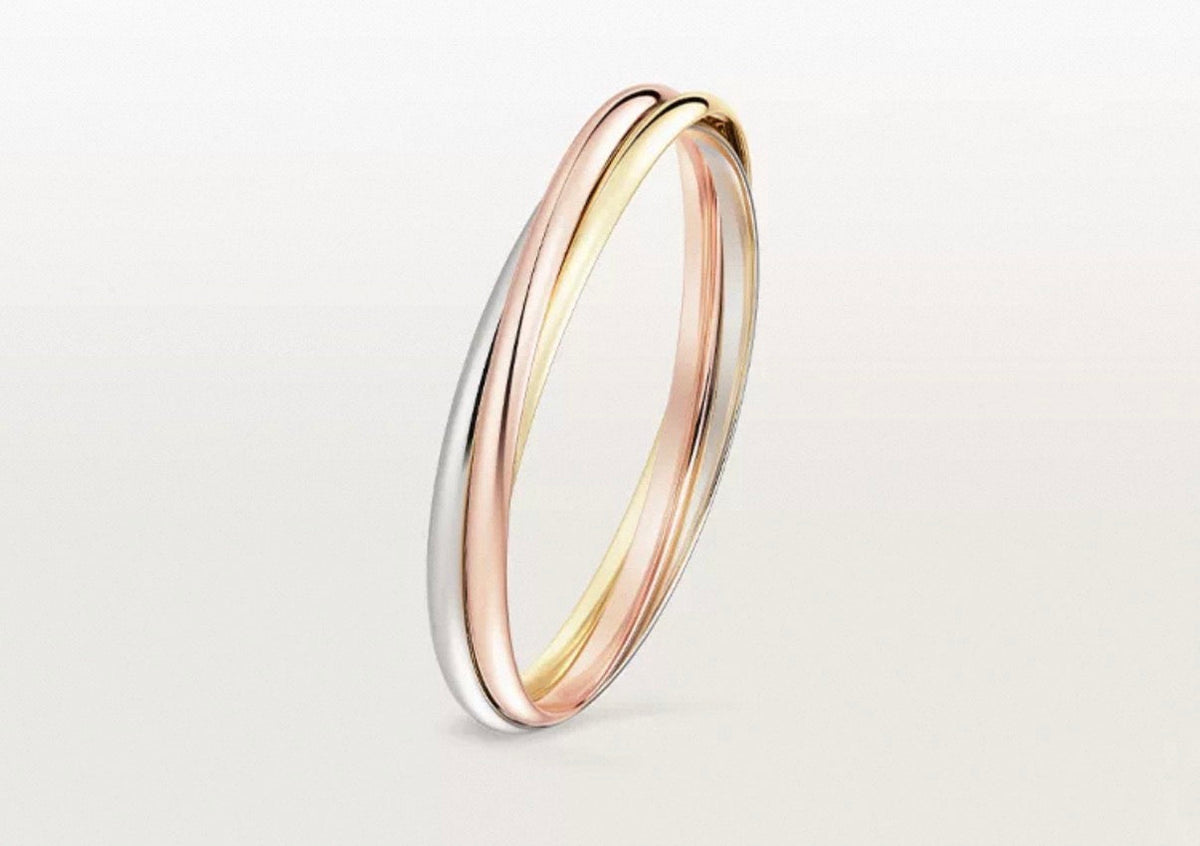 [Plus&max-r13]TRINITY COLLECTION CLASSIC THREE-COLOUR GOLD TRIPLE BAND BANGLE