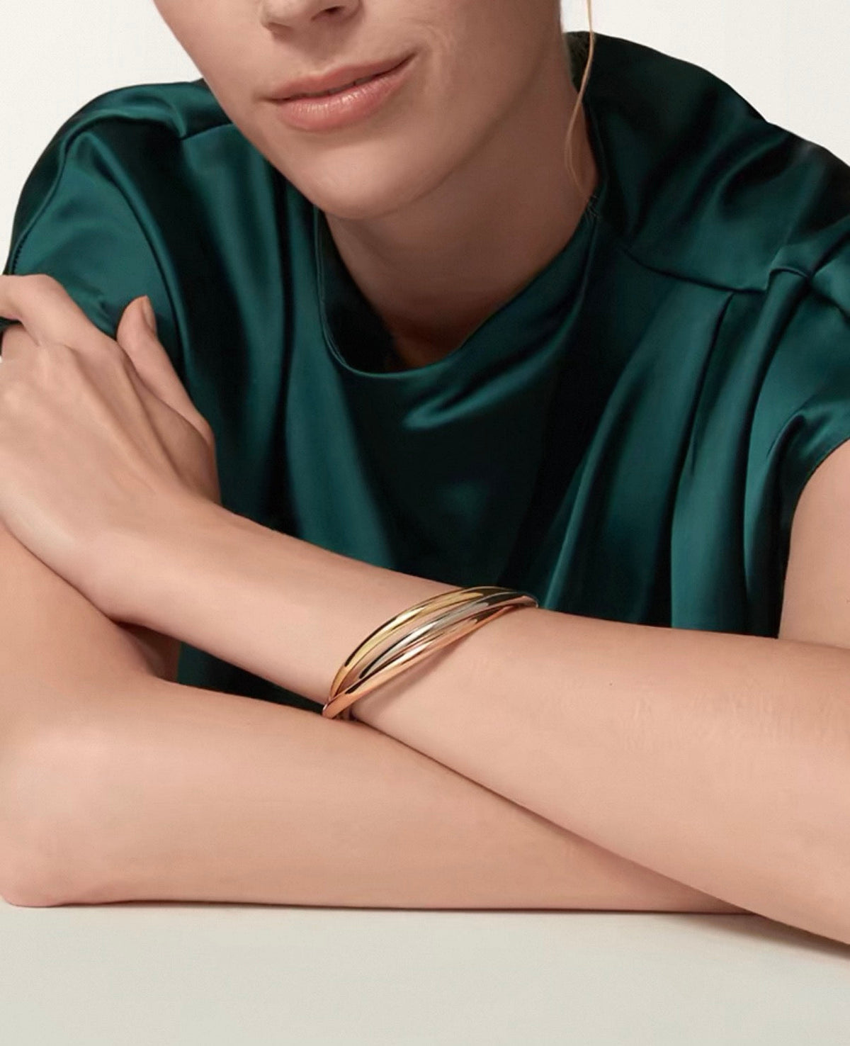 [Plus&max-r13]TRINITY COLLECTION CLASSIC THREE-COLOUR GOLD TRIPLE BAND BANGLE