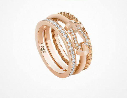 [Plus&Max]FORCE 10 RISE SERIES LARGE-SIZED 18K GOLD HALF-SET DIAMOND RING