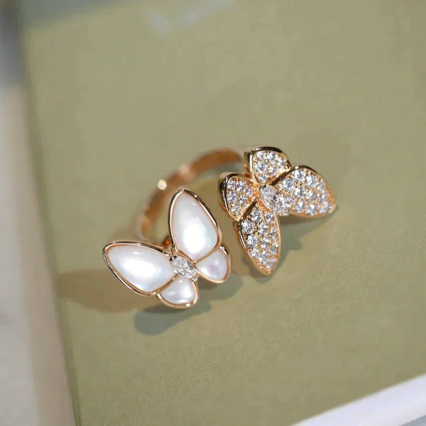 [Plus&Max]TWIN BUTTERFLY DIAMOND MOP RING