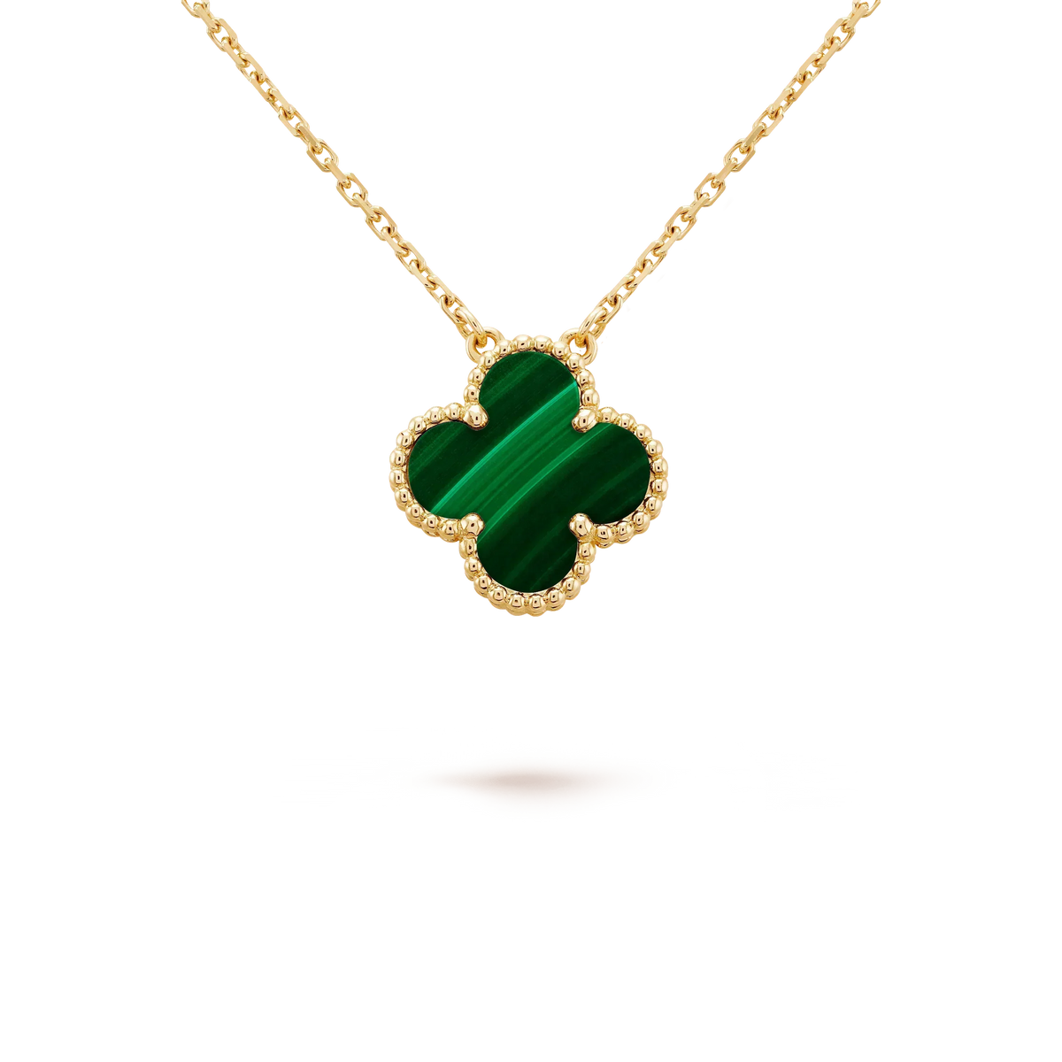 [Plus&Max]CLOVER 15MM MALACHITE SINGLE FLOWER  NECKLACE