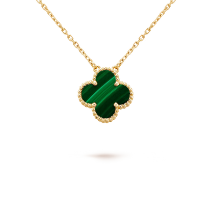 [Plus&Max]CLOVER 15MM MALACHITE SINGLE FLOWER  NECKLACE