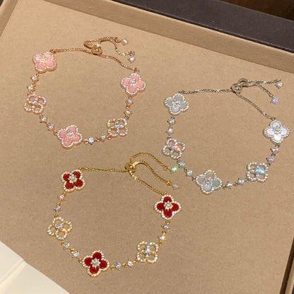 [Plus&Max]CLOVER 5 MOTIF PINK BLUE RED WHITE BRACELET