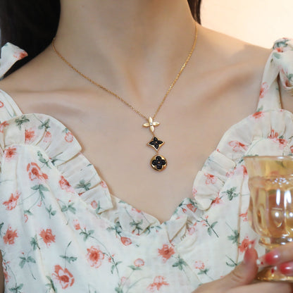 [Plus&Max]STAR AND SUN ONYX PINK GOLD NECKLACE