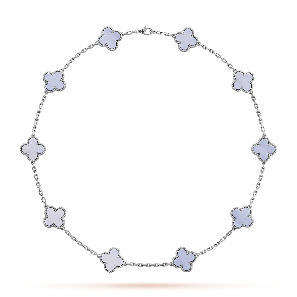 [Plus&Max]CLOVER 10 MOTIFS BLUE CHALCEDONY NECKLACE