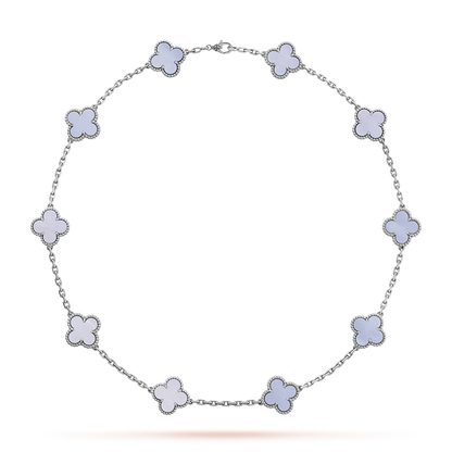 [Plus&Max]CLOVER 10 MOTIFS BLUE CHALCEDONY NECKLACE