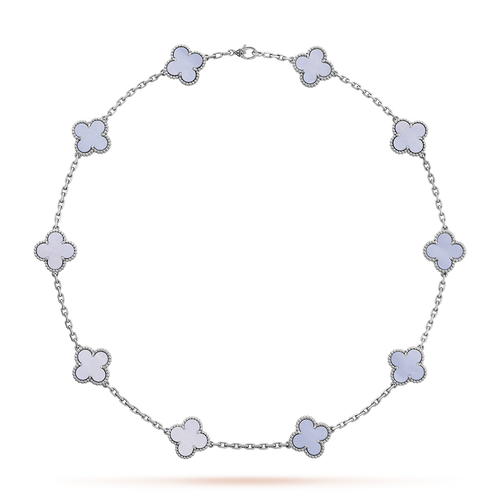 [Plus&Max]CLOVER 10 MOTIFS BLUE CHALCEDONY NECKLACE