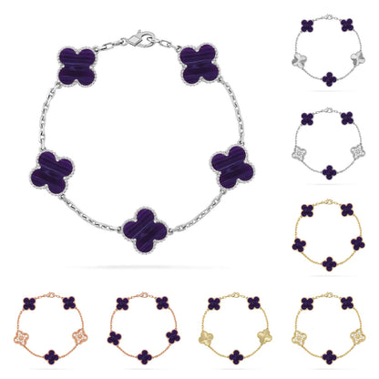 [Plus&Max]LUCKY CLOVER 5-MOTIF BRACELET - CHAROITE COLLECTION