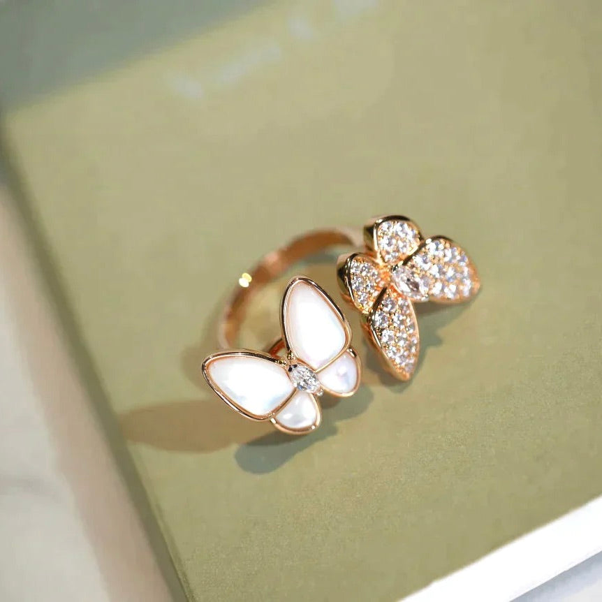 [Plus&Max]TWIN BUTTERFLY DIAMOND MOP RING