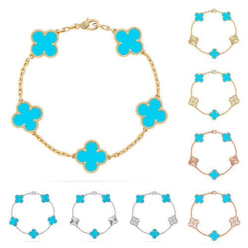 [Plus&Max]LUCKY CLOVER 5-MOTIF BRACELET - TURQUOISE COLLECTION