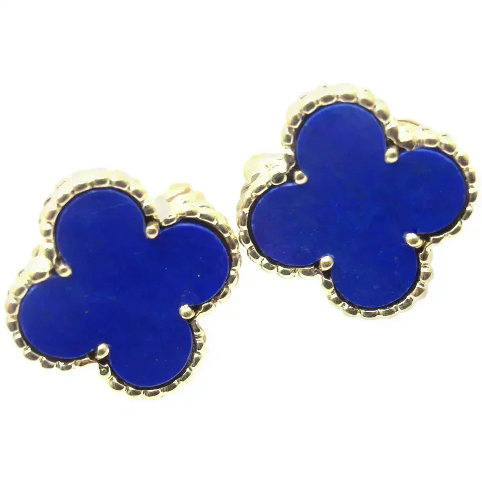 [Plus&Max]CLOVER MINI 9.5MM BLUE AGATE EARRINGS