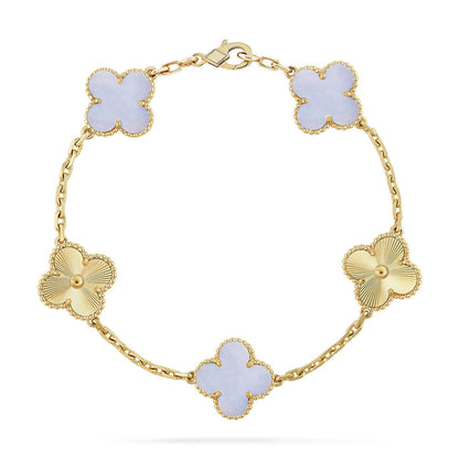 [Plus&Max]LUCKY CLOVER 5-MOTIF BRACELET - PURPLE CHALCEDONY COLLECTION