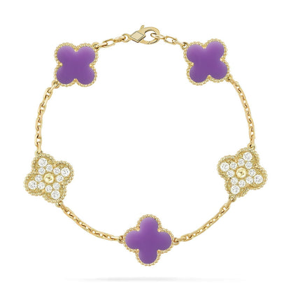 [Plus&Max]LUCKY CLOVER 5-MOTIF BRACELET - LAVENDER COLLECTION