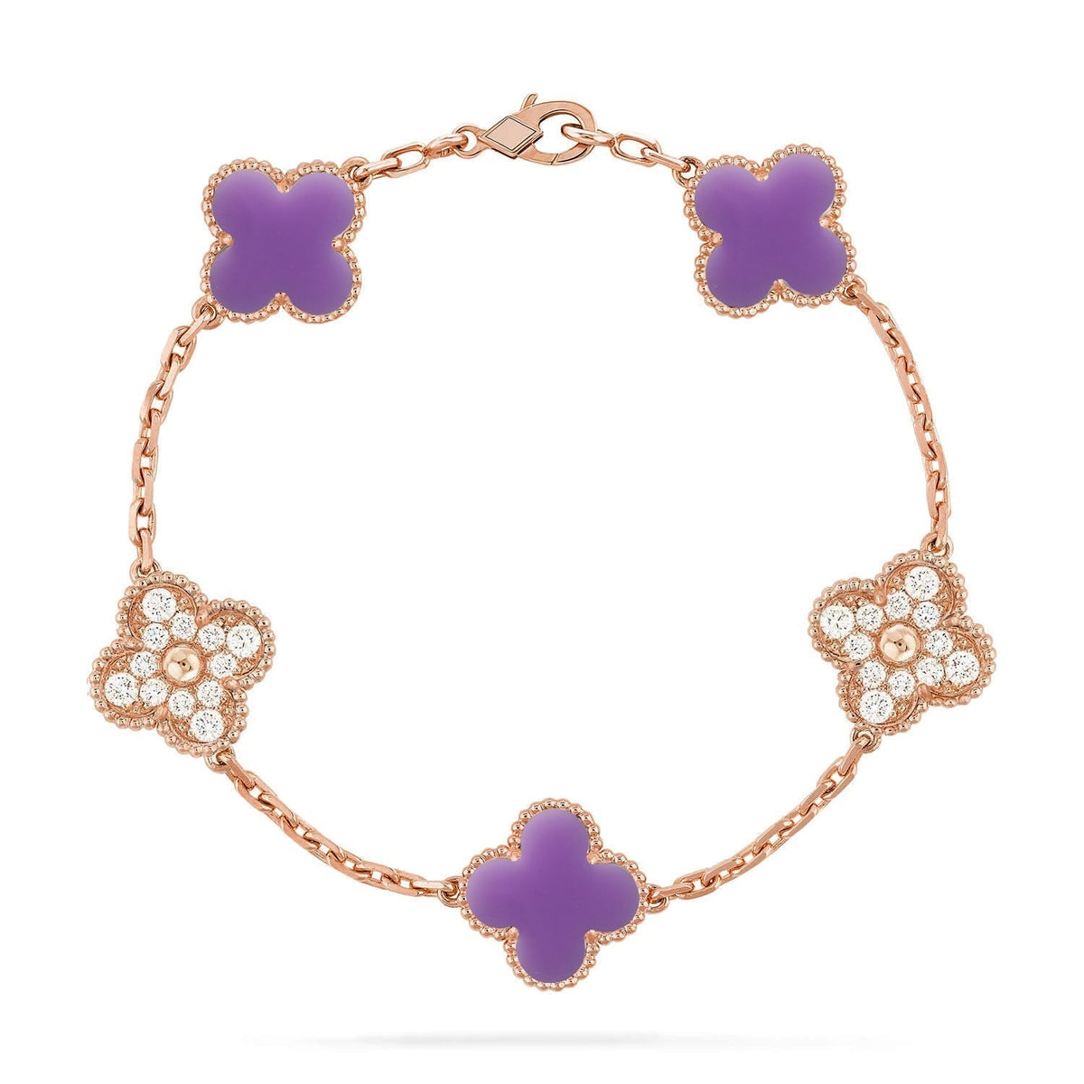 [Plus&Max]LUCKY CLOVER 5-MOTIF BRACELET - LAVENDER COLLECTION
