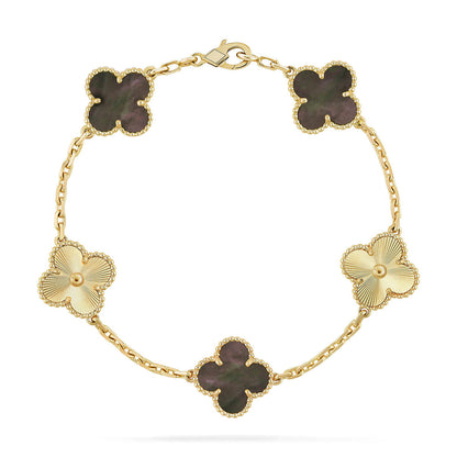 [Plus&Max]LUCKY CLOVER 5-MOTIF BRACELET - GREY MOTHER-OF-PEARL COLLECTION