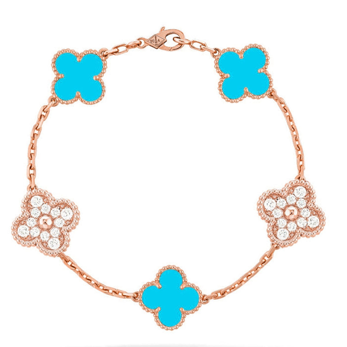 [Plus&Max]LUCKY CLOVER 5-MOTIF BRACELET - TURQUOISE COLLECTION