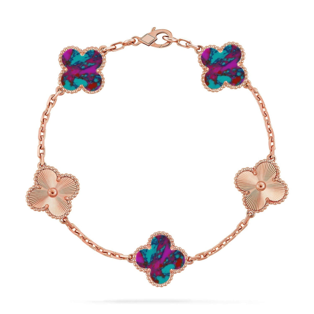 [Plus&Max]LUCKY CLOVER 5-MOTIF BRACELET - MULTI-GEM COLLECTION