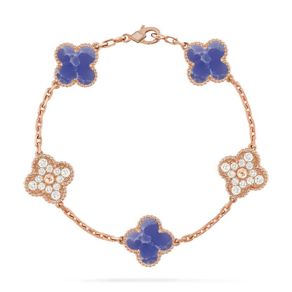 [Plus&Max]LUCKY CLOVER 5-MOTIF BRACELET - BLUE LARIMAR COLLECTION