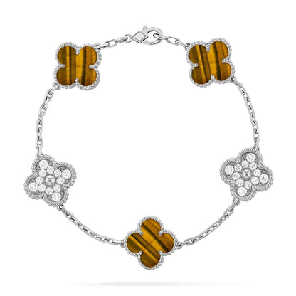 [Plus&Max]LUCKY CLOVER 5-MOTIF BRACELET -  TIGER’S EYE COLLECTION