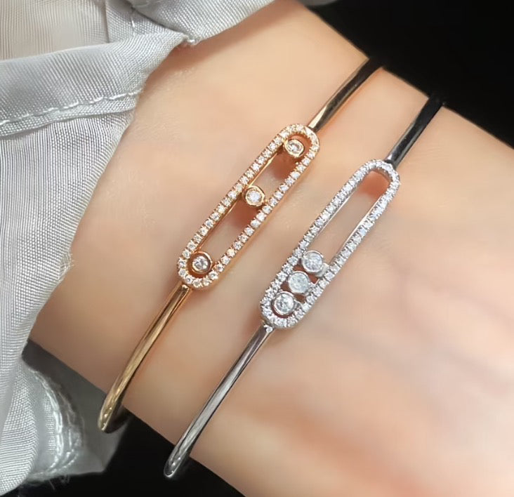 [Plus&Max]Move Pavé Diamond Bangle Bracelet M