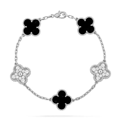 [Plus&Max]LUCKY CLOVER 5-MOTIF BRACELET - BLACK OXNY COLLECTION