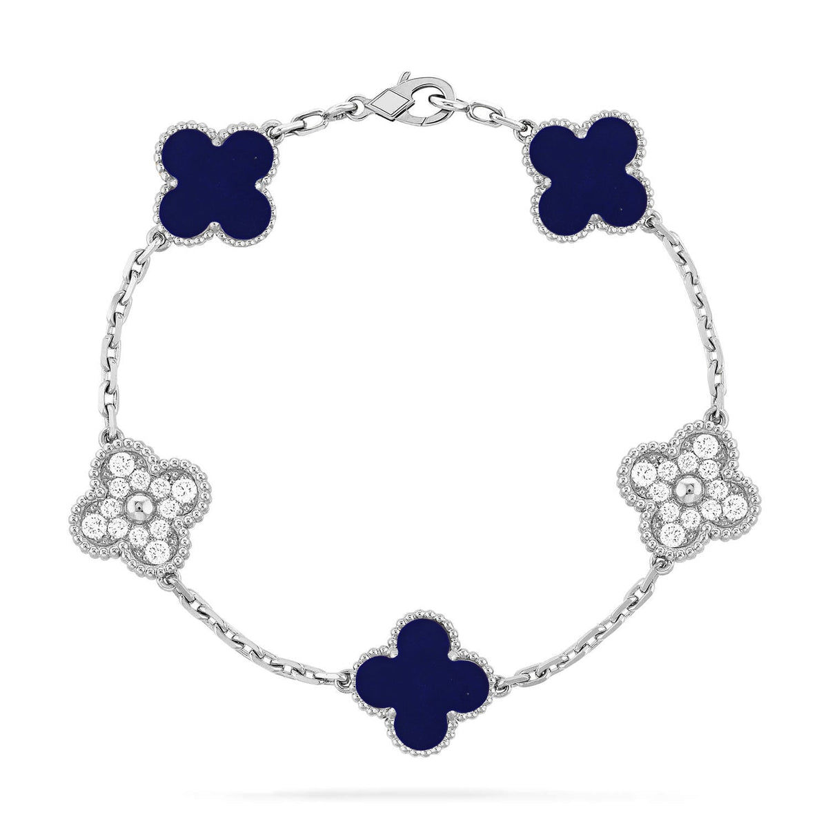 [Plus&Max]LUCKY CLOVER 5-MOTIF BRACELET - LAPIS LAZULI COLLECTION