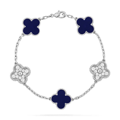 [Plus&Max]LUCKY CLOVER 5-MOTIF BRACELET - LAPIS LAZULI COLLECTION