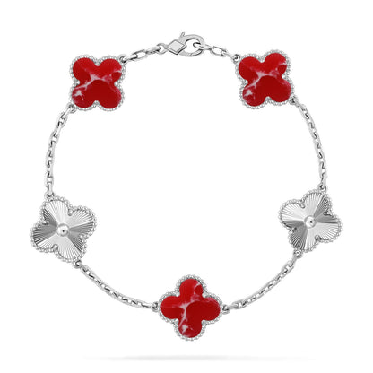 [Plus&Max]LUCKY CLOVER 5-MOTIF BRACELET - RED LARIMAR COLLECTION
