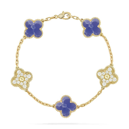 [Plus&Max]LUCKY CLOVER 5-MOTIF BRACELET - BLUE LARIMAR COLLECTION