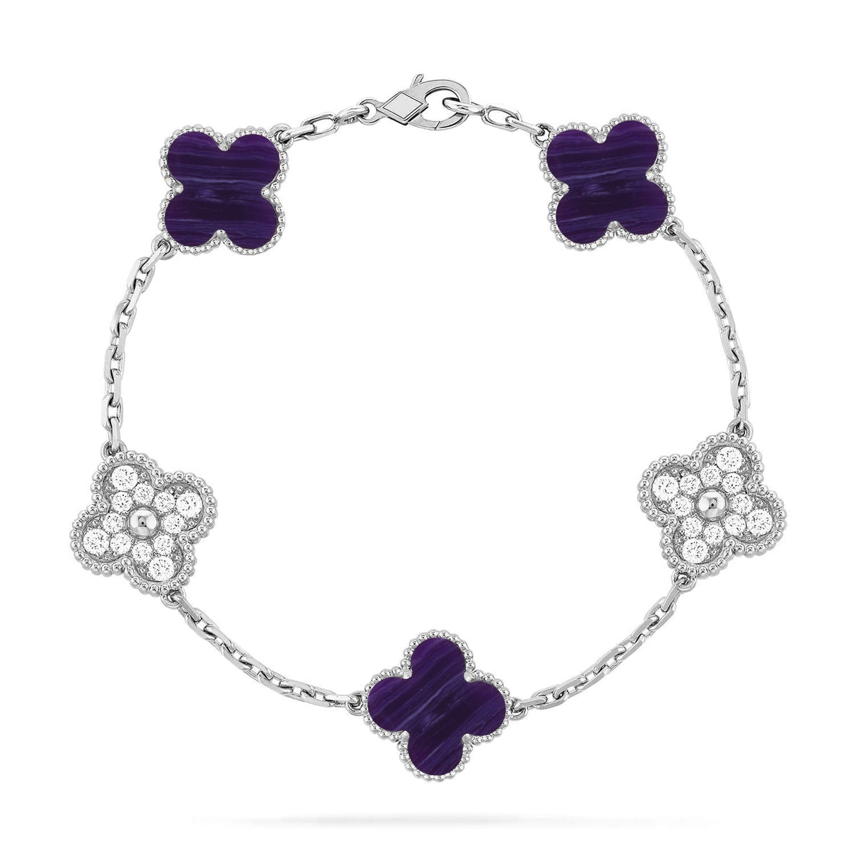 [Plus&Max]LUCKY CLOVER 5-MOTIF BRACELET - CHAROITE COLLECTION