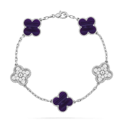 [Plus&Max]LUCKY CLOVER 5-MOTIF BRACELET - CHAROITE COLLECTION