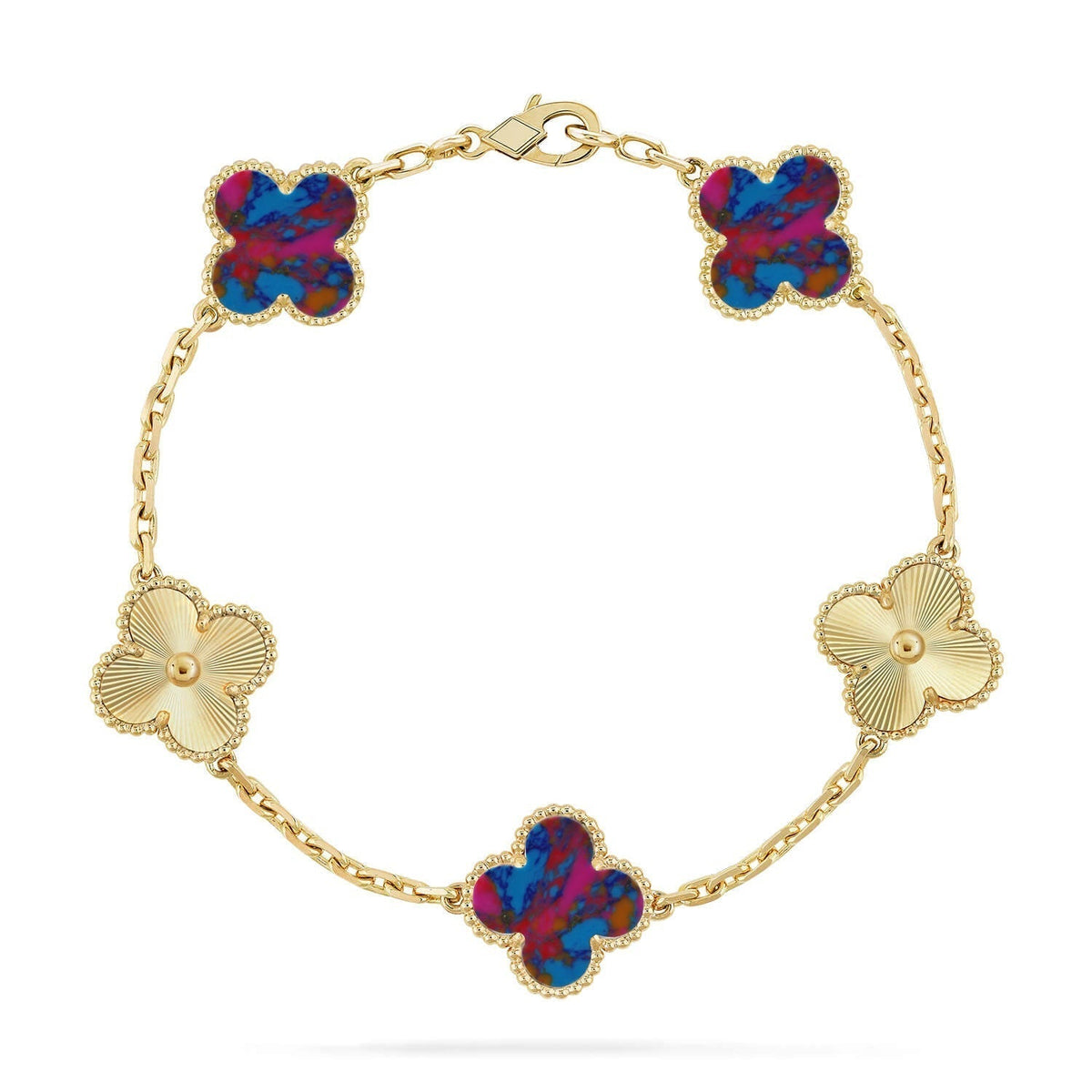[Plus&Max]LUCKY CLOVER 5-MOTIF BRACELET - MULTI-GEM COLLECTION