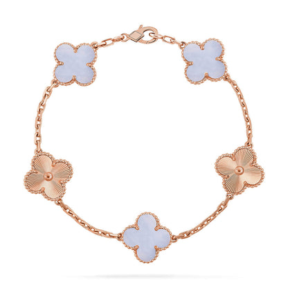 [Plus&Max]LUCKY CLOVER 5-MOTIF BRACELET - PURPLE CHALCEDONY COLLECTION
