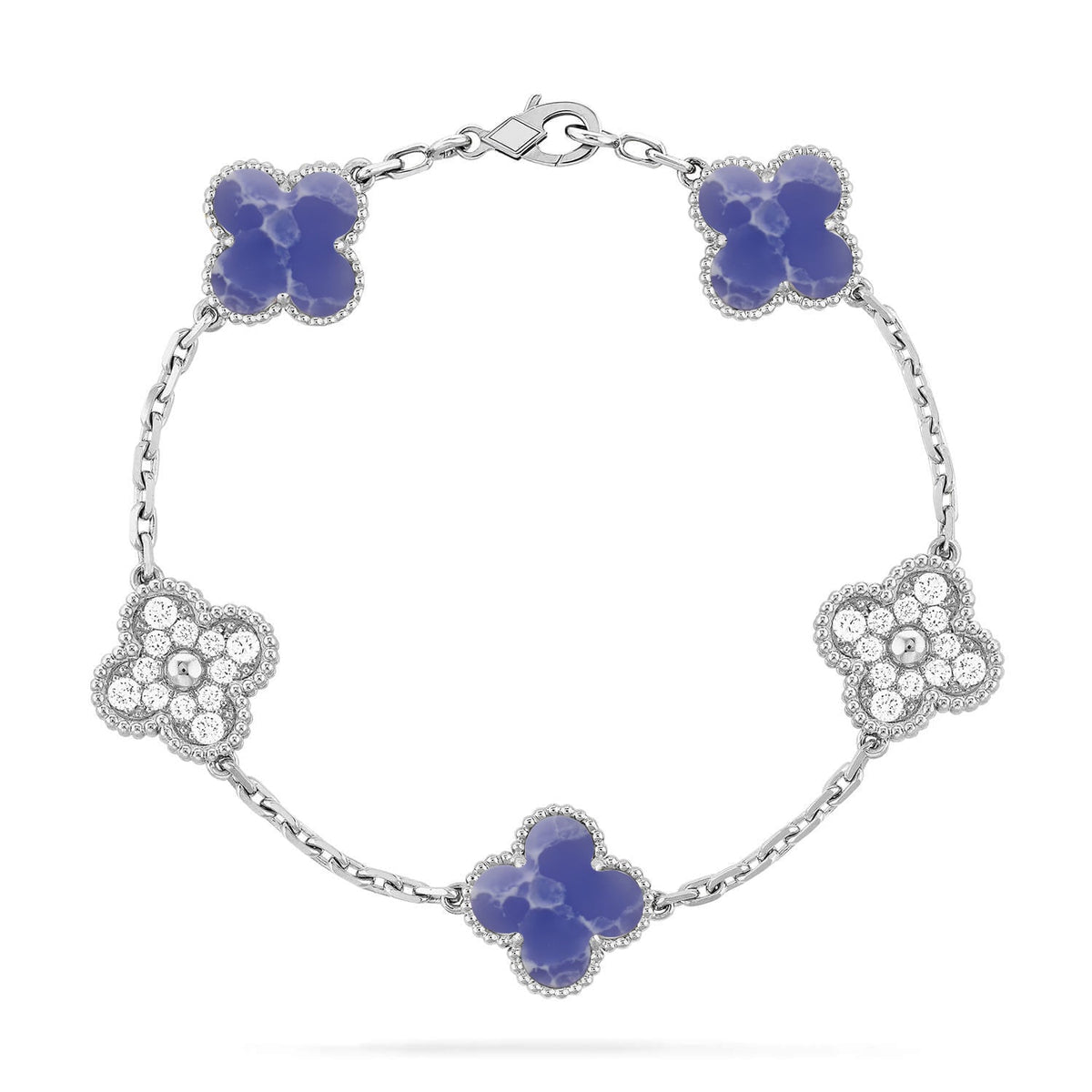 [Plus&Max]LUCKY CLOVER 5-MOTIF BRACELET - BLUE LARIMAR COLLECTION