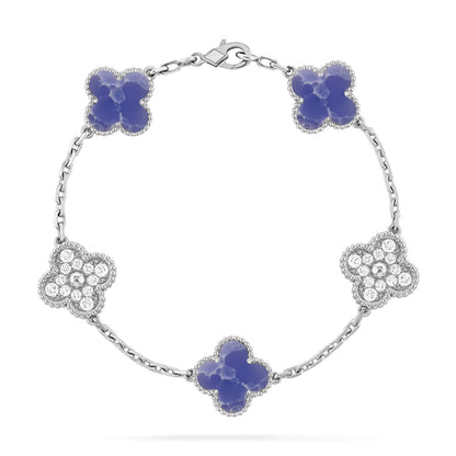 [Plus&Max]LUCKY CLOVER 5-MOTIF BRACELET - BLUE LARIMAR COLLECTION