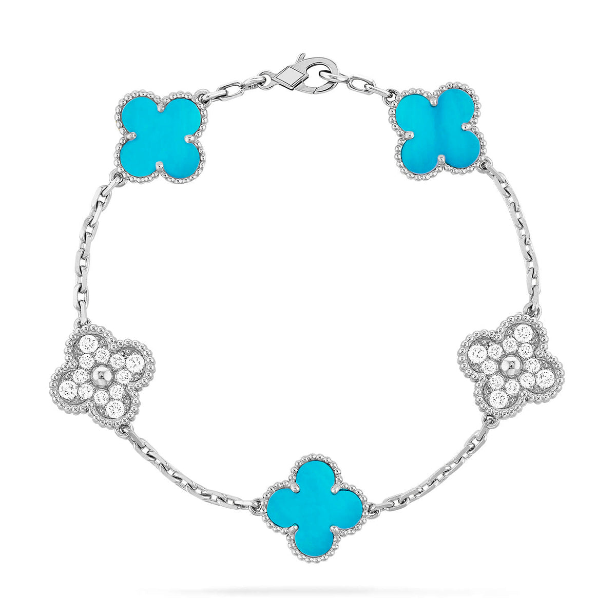 [Plus&Max]LUCKY CLOVER 5-MOTIF BRACELET - TURQUOISE COLLECTION