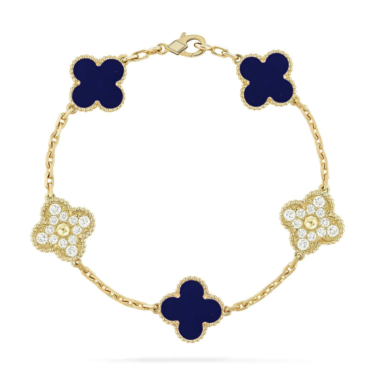 [Plus&Max]LUCKY CLOVER 5-MOTIF BRACELET - LAPIS LAZULI COLLECTION
