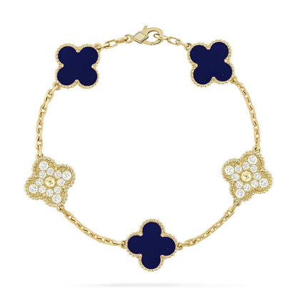 [Plus&Max]LUCKY CLOVER 5-MOTIF BRACELET - LAPIS LAZULI COLLECTION