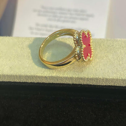 [Plus&Max]NEW CLOVER PINK ENAMEL RINGS