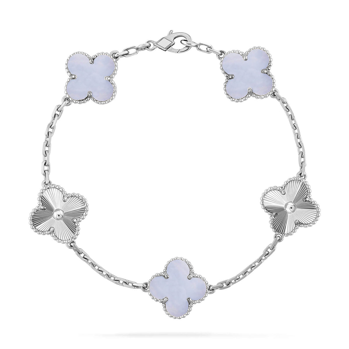 [Plus&Max]LUCKY CLOVER 5-MOTIF BRACELET - PURPLE CHALCEDONY COLLECTION
